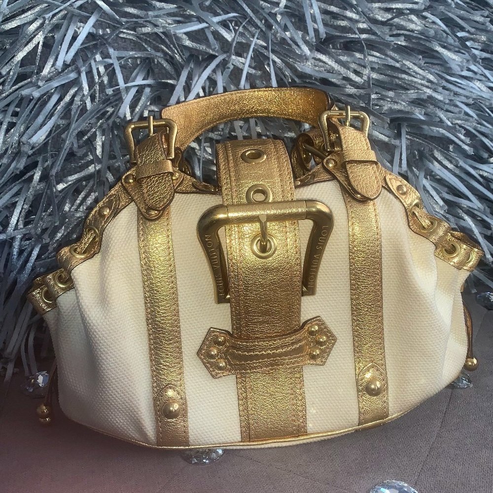 Authentic Louis Vuitton Antigua Theda Tote Gld/wht
